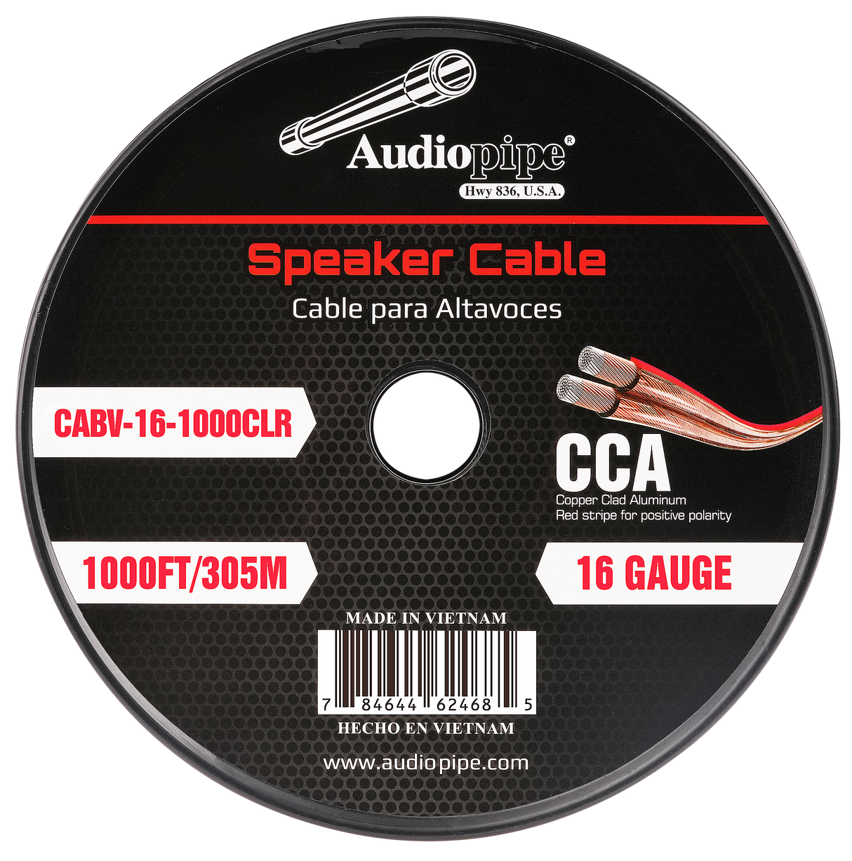 1000FT 16AWG Speaker Cable (CABV-16-1000CLR) Audiopipe