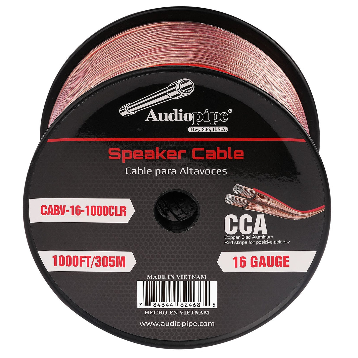 1000FT 16AWG Speaker Cable (CABV-16-1000CLR) Audiopipe