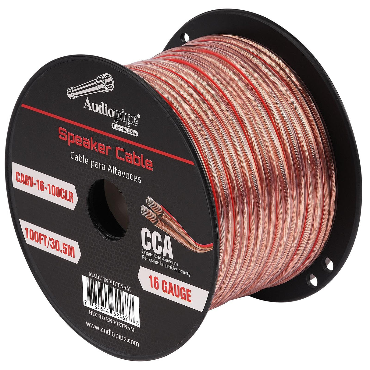 100FT 16AWG Speaker Cable (CABV-16-100CLR) Audiopipe