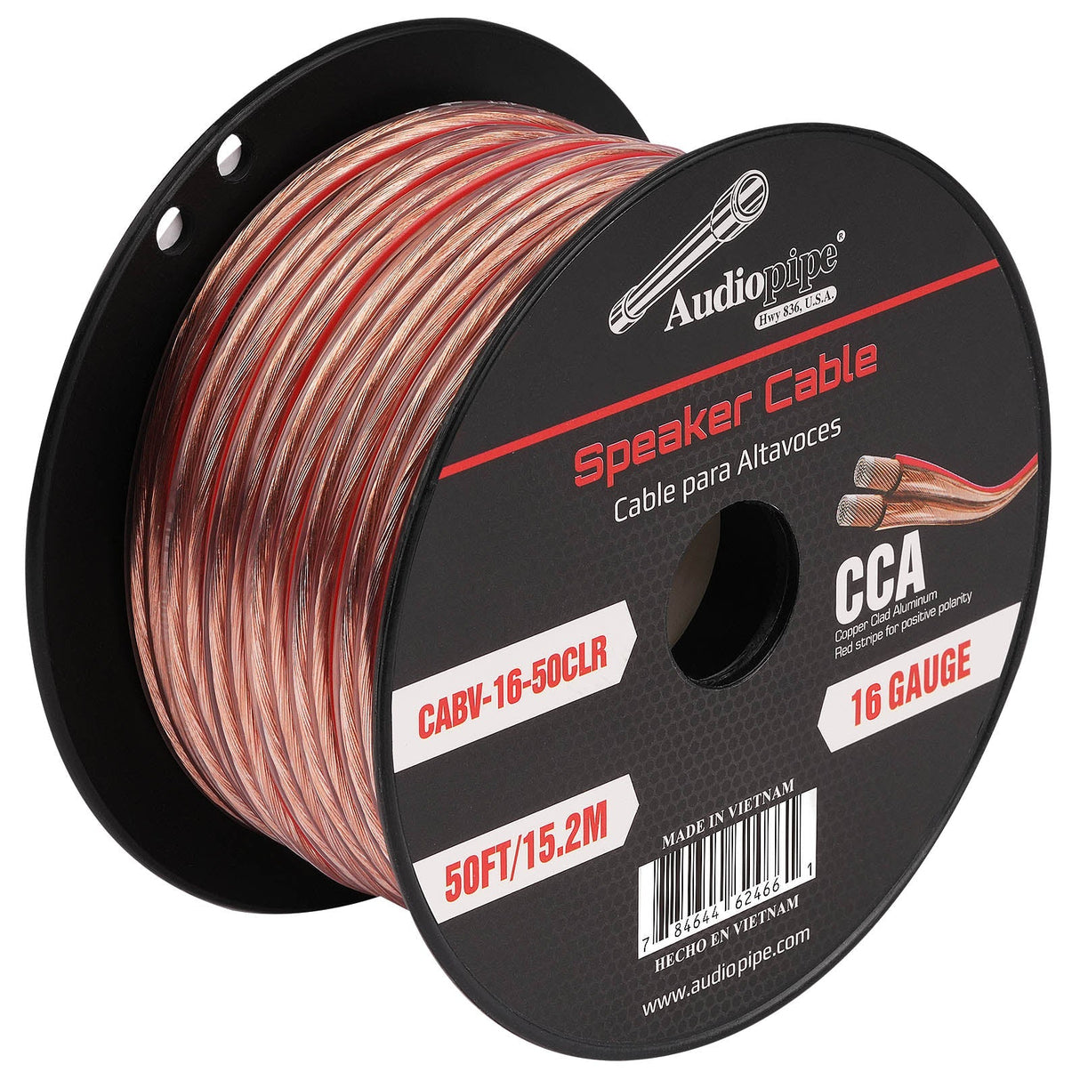 50FT 16AWG Speaker Cable (CABV-16-50CLR) Audiopipe