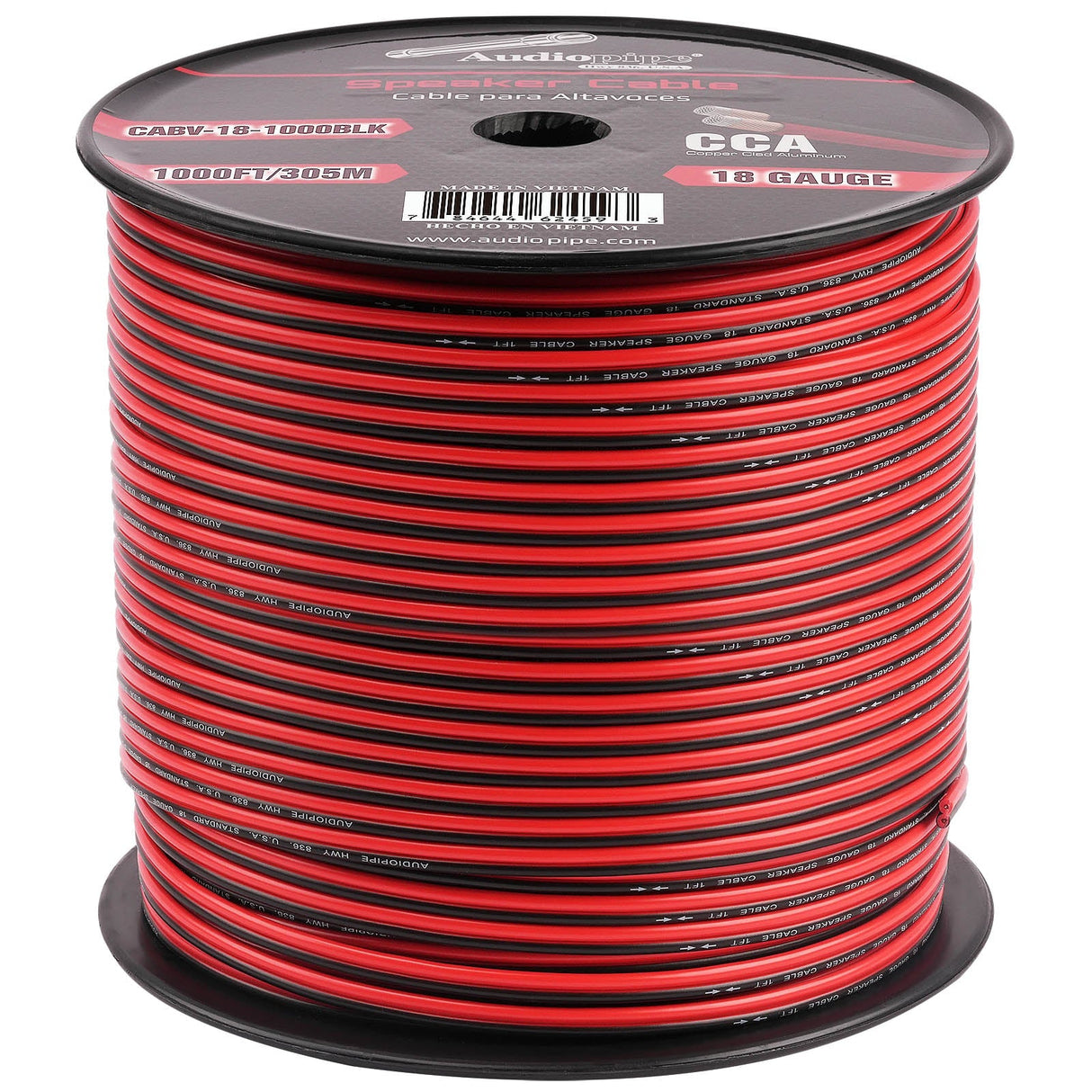 1000FT 18AWG Speaker Cable (CABV-18-1000BLK) Audiopipe