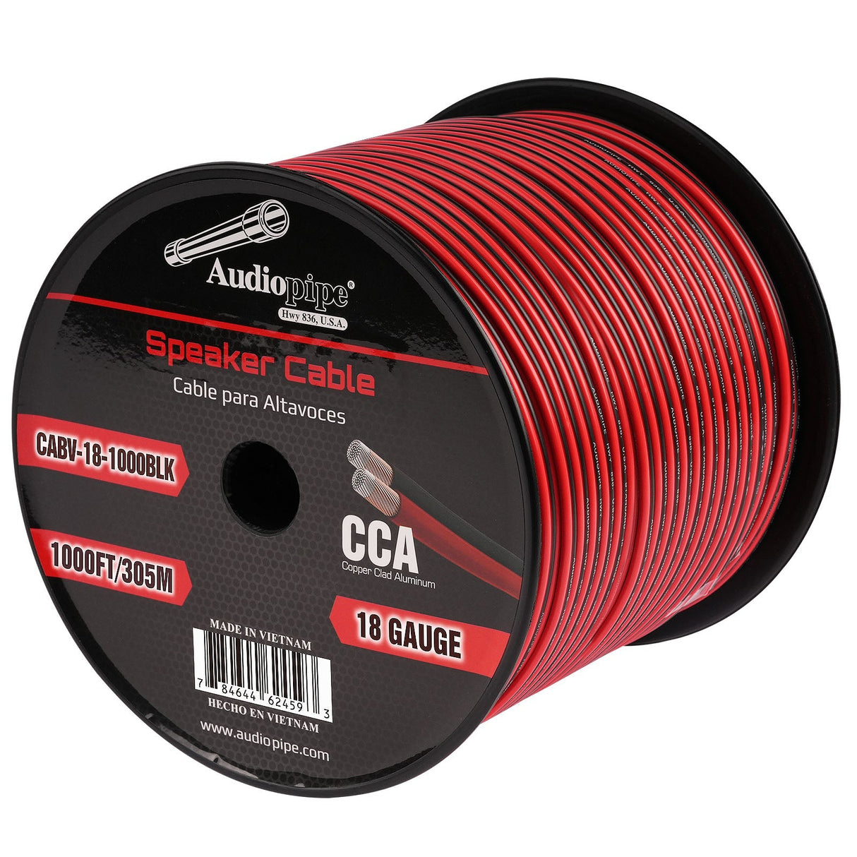 1000FT 18AWG Speaker Cable (CABV-18-1000BLK) Audiopipe