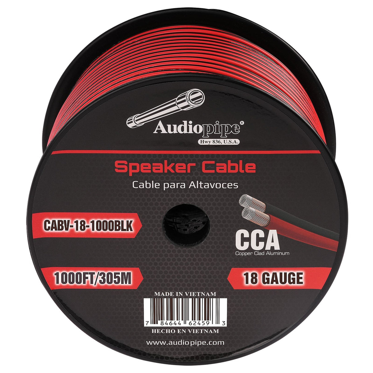 1000FT 18AWG Speaker Cable (CABV-18-1000BLK) Audiopipe