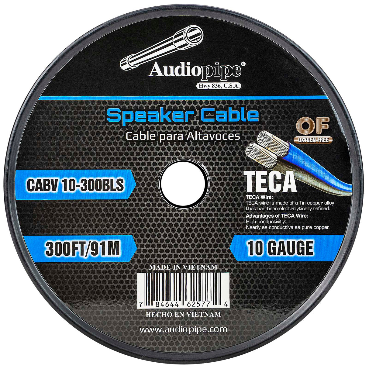 300FT 10AWG Speaker Cable (CABV-10-300-BLS) Audiopipe