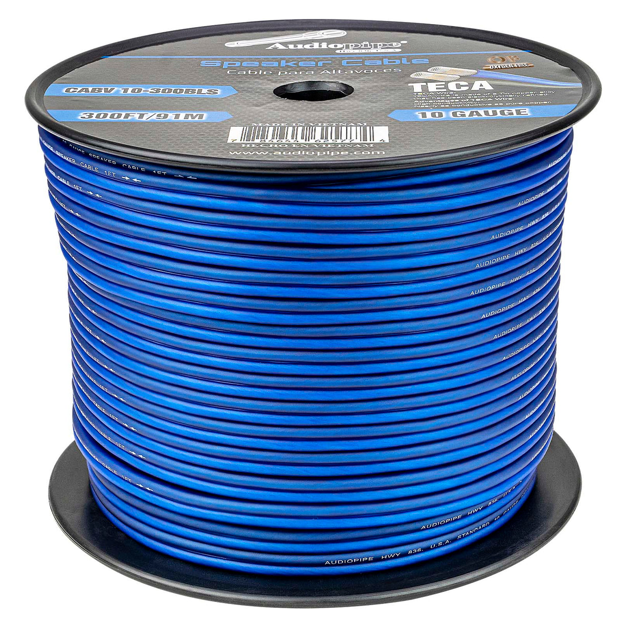 300FT 10AWG Speaker Cable (CABV-10-300-BLS) Audiopipe