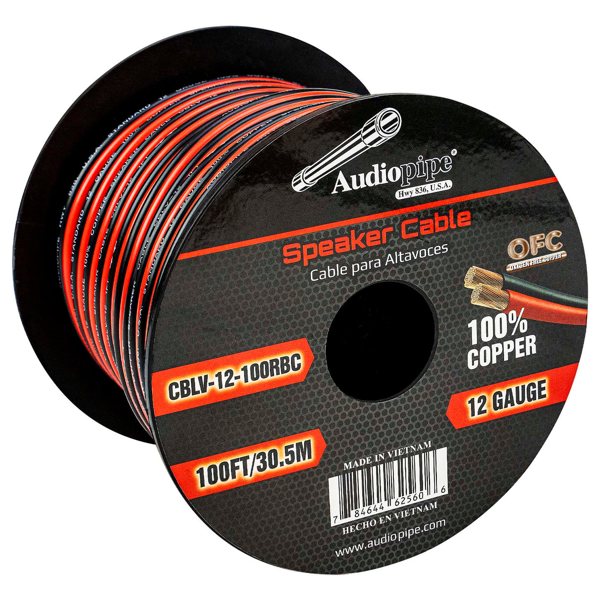 100FT 12AWG Speaker Cable (CBLV-12-100RBC) Audiopipe