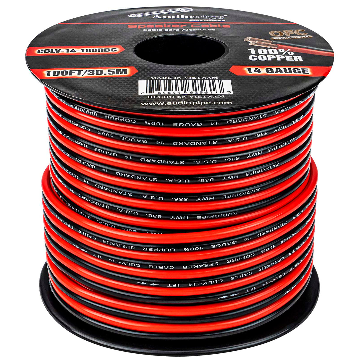 100FT 14AWG Speaker Cable (CBLV-14-100RBC) Audiopipe