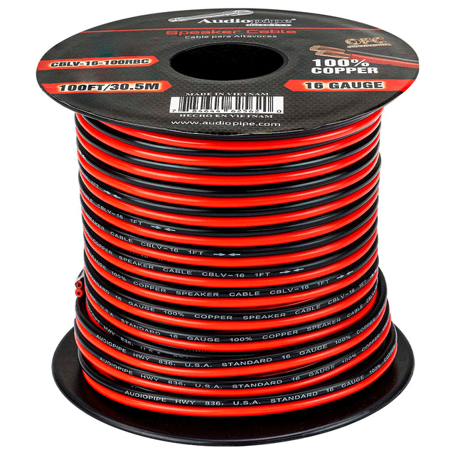 100FT 16AWG Speaker Cable (CBLV-16-100RBC) Audiopipe