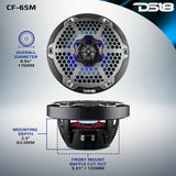 DS18 CF-65M 6.5" 2-Way 100W RMS LED RGB Coaxial Marine Speakers (Pair) DS18