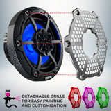 DS18 CF-65M 6.5" 2-Way 100W RMS LED RGB Coaxial Marine Speakers (Pair) DS18