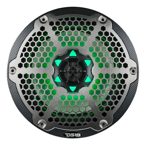 NXL 8" 2-Way Coaxial Marine Speaker With LED RGB Lights 125 Watts Rms 4-Ohm - Black Carbon Fiber