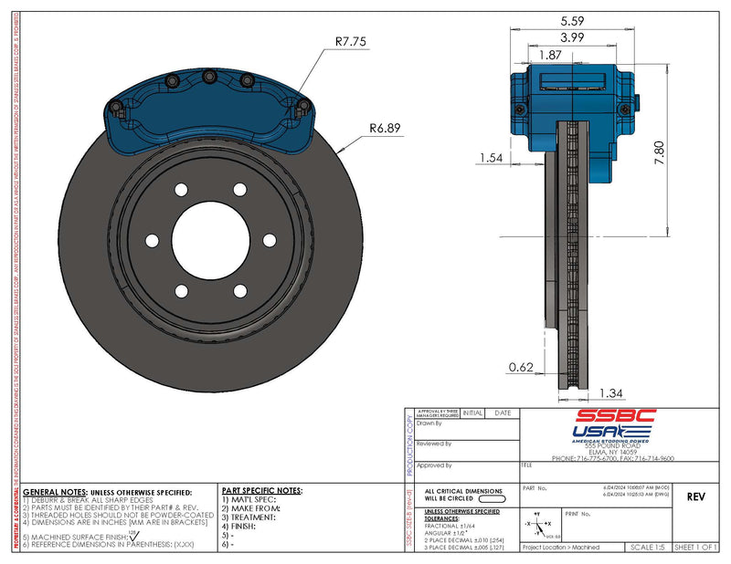 American Made B4-Brawler LT Direct Fit 4-Piston Billet Aluminum Rear Caliper Disc Brake Kit w/DS Rotors. Clear A415-21-DS