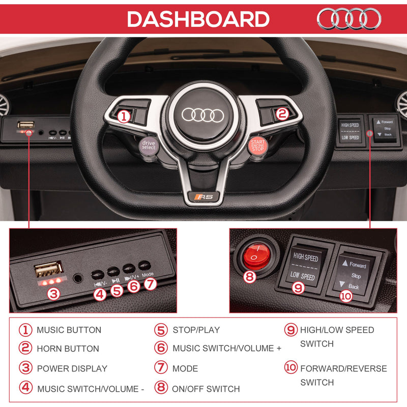 6V Audi TT RS Kid Electric Sports Car with Remote Control Ride-On