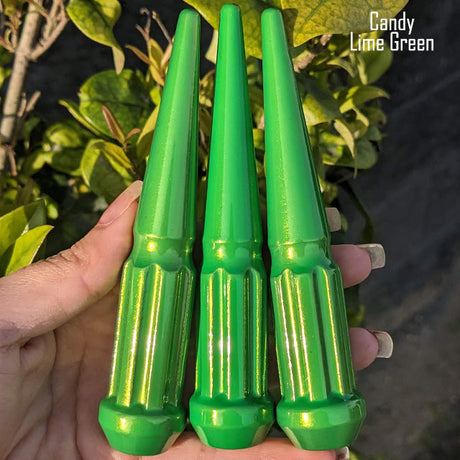 32 Pc 14x1.5 7-Spline Spike Lug Nuts 4.5" Tall - Powder Coated + Key Socket