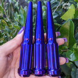32 Pc 14x1.5 7-Spline Spike Lug Nuts 4.5" Tall - Powder Coated + Key Socket