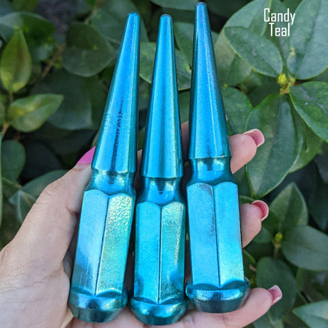 24 Pc 14x1.5 Spike Lug Nuts 4.5" Tall - Powder Coated - Various Colors