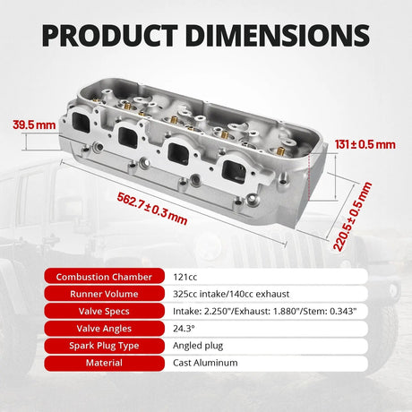 Cast Aluminum Cylinder Head for BBC Engines (Angled Plug) — Fits 1965-2000 Chevy V8 (396/427/454/502) Flashark