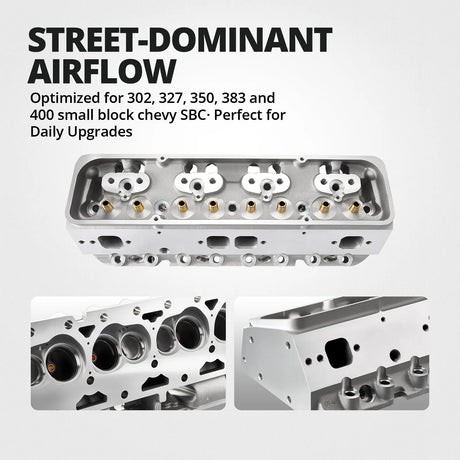 Cast Aluminum Cylinder Head for SBC Engines (Angled Plug) – Fits 1960-1986 Chevy V8 (302/327/350/383/400) Flashark