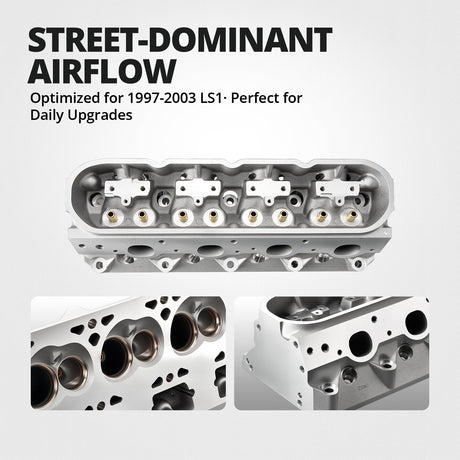 Cast Aluminum Cylinder Head for LS1 Engines (Angled Plug) – Fits 1997-2003 Chevrolet LS1 Flashark