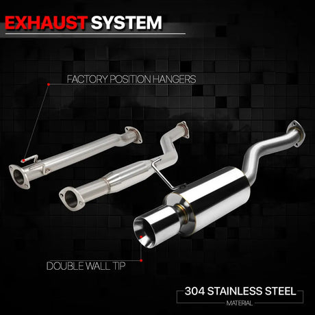 Cat-Back Exhaust for 2001-2005 Honda Civic 1.7L (Excl. Si Hatchback) 4" N1 Burnt Muffler Tip Flashark