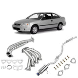 2.25" Catback Exhaust System For 1992-2000 Honda Civic 1.6L with 4" Burnt Rolled Muffler Tip Flashark