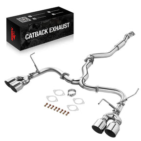 Catback Exhaust System 4" Quad Muffler Tip w Polished Tip for 2015-2022 Subaru WRX / STI Flashark