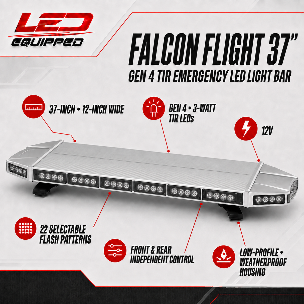 Falcon Flight Emergency LED Light Bar 37 in LED Equipped