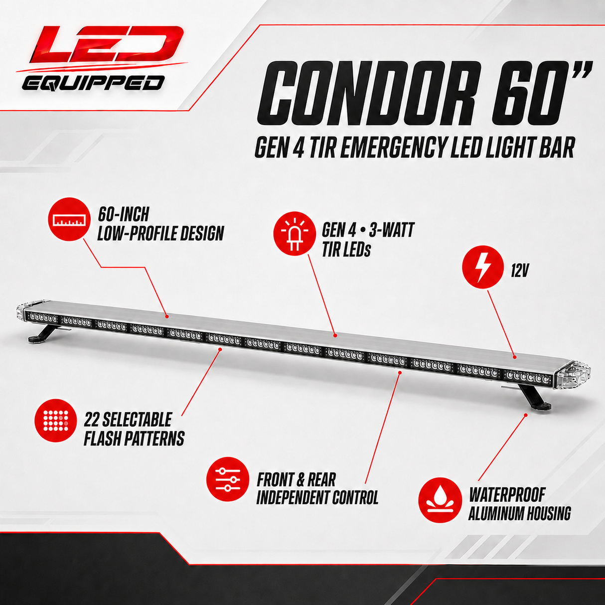 Condor Emergency LED Light bar 60in LED Equipped