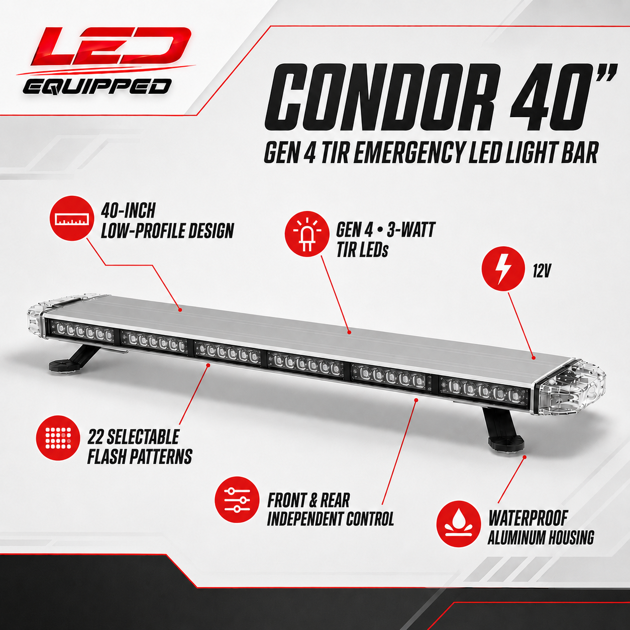 Condor Emergency LED Light bar 40in LED Equipped