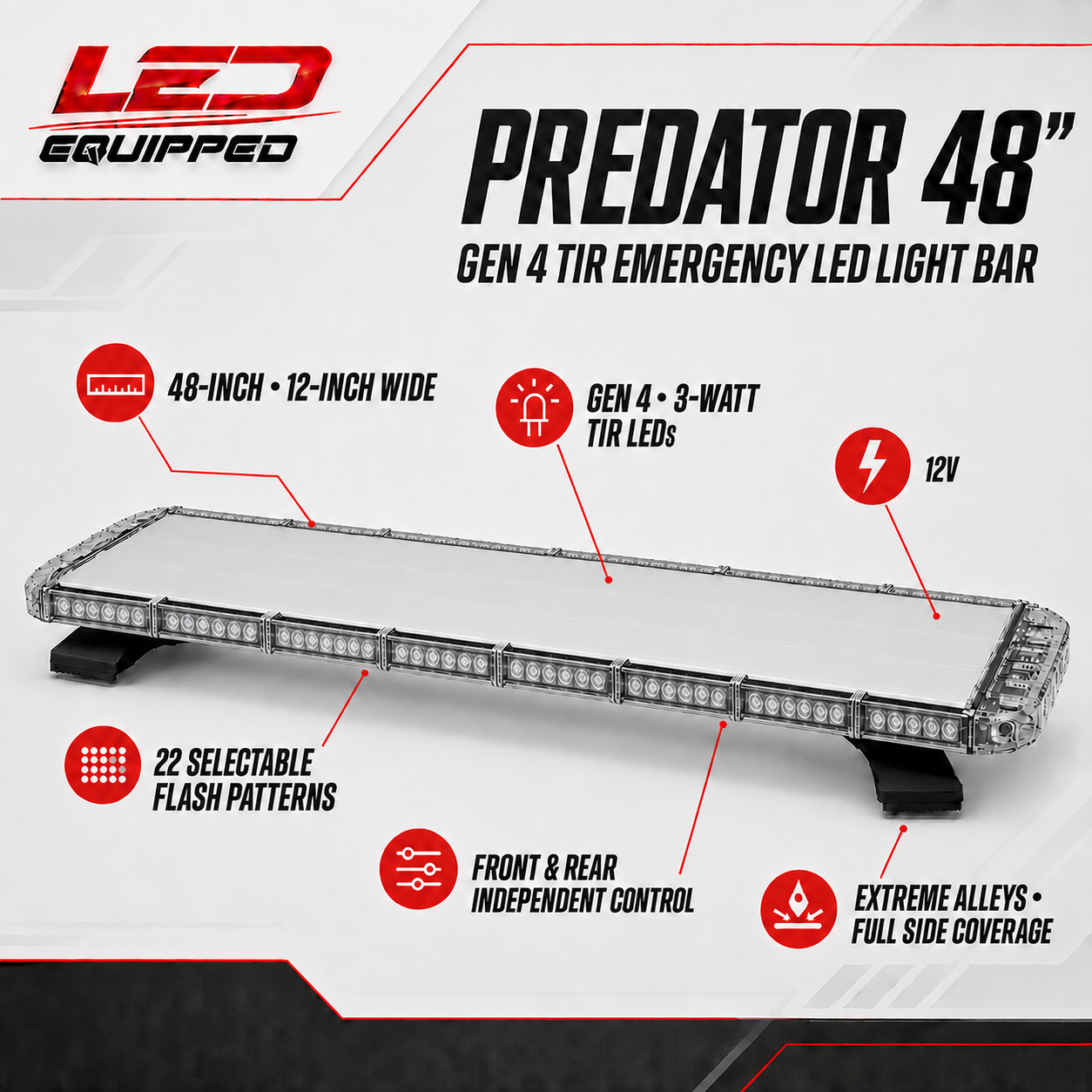 Predator Emergency LED Light Bar 48 in LED Equipped