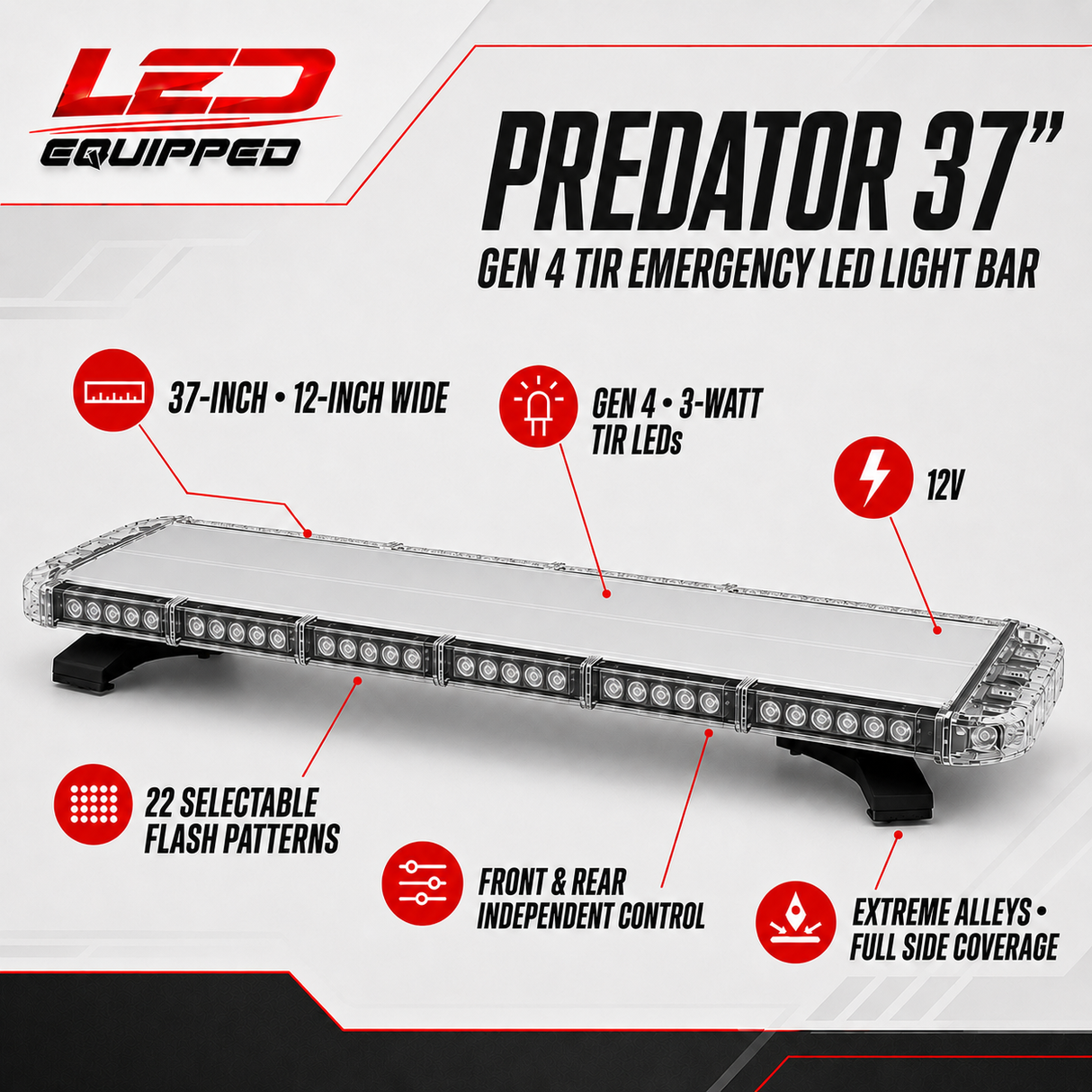 Predator Emergency LED Light Bar 37 in LED Equipped