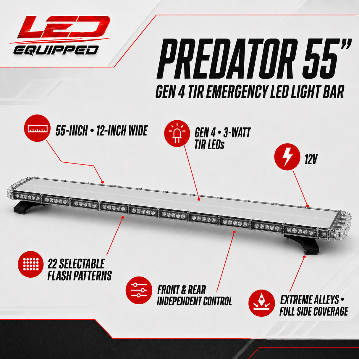 Predator Emergency LED Light Bar 55 in LED Equipped