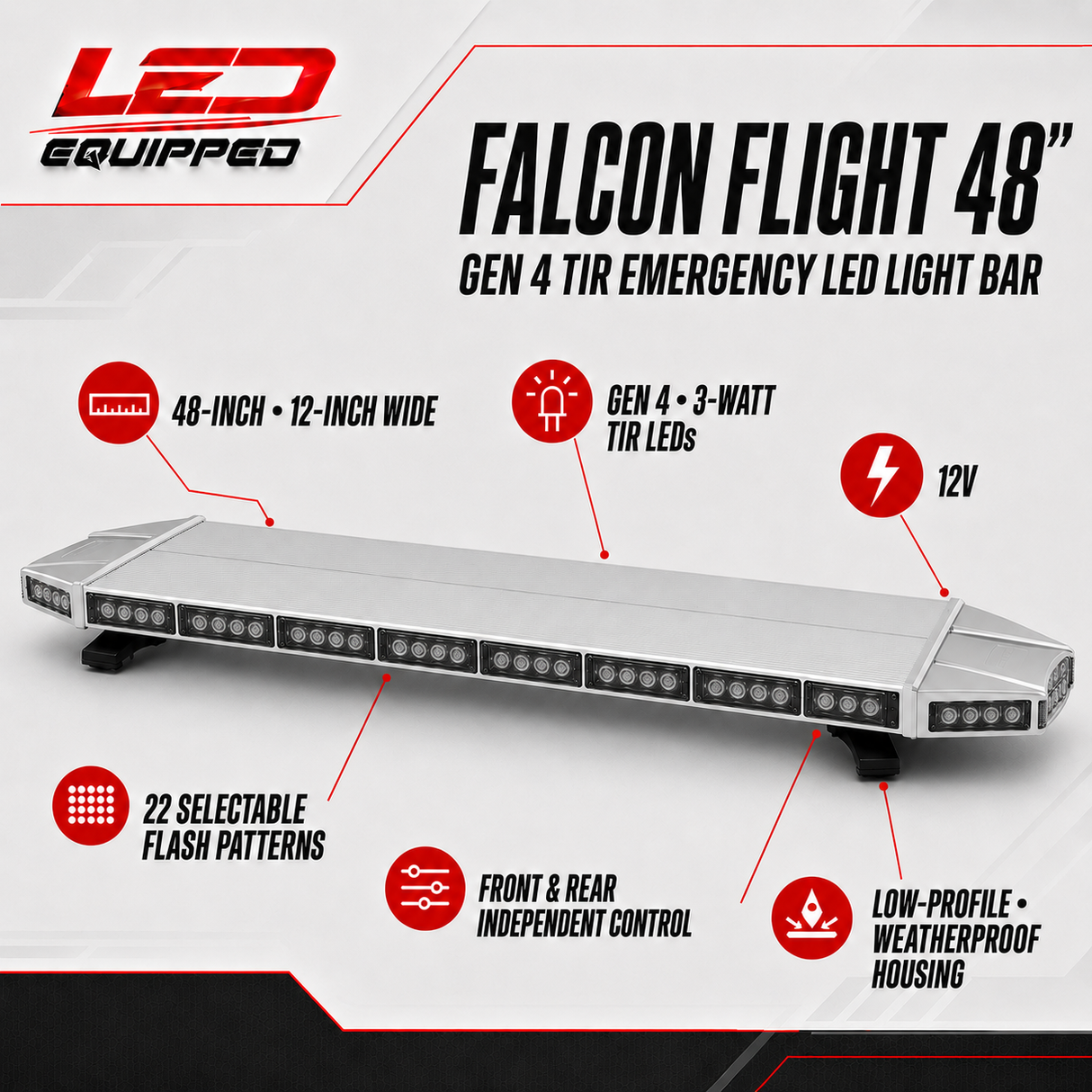 Falcon Flight Emergency LED Light Bar 48 in LED Equipped