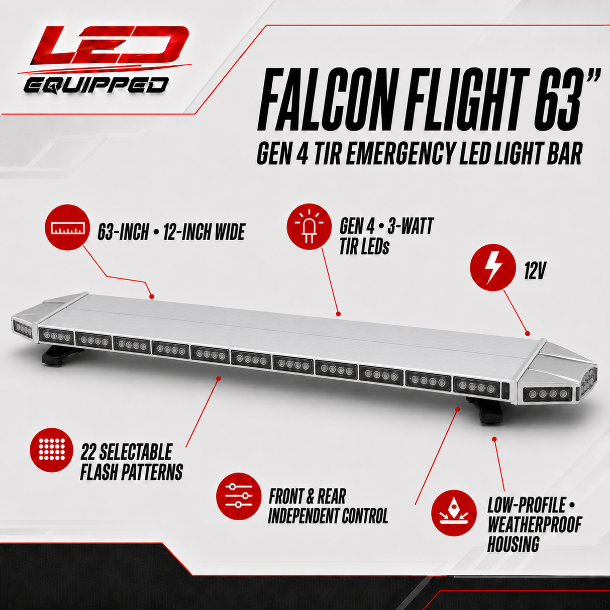 Falcon Flight Emergency LED Light Bar 63 in LED Equipped