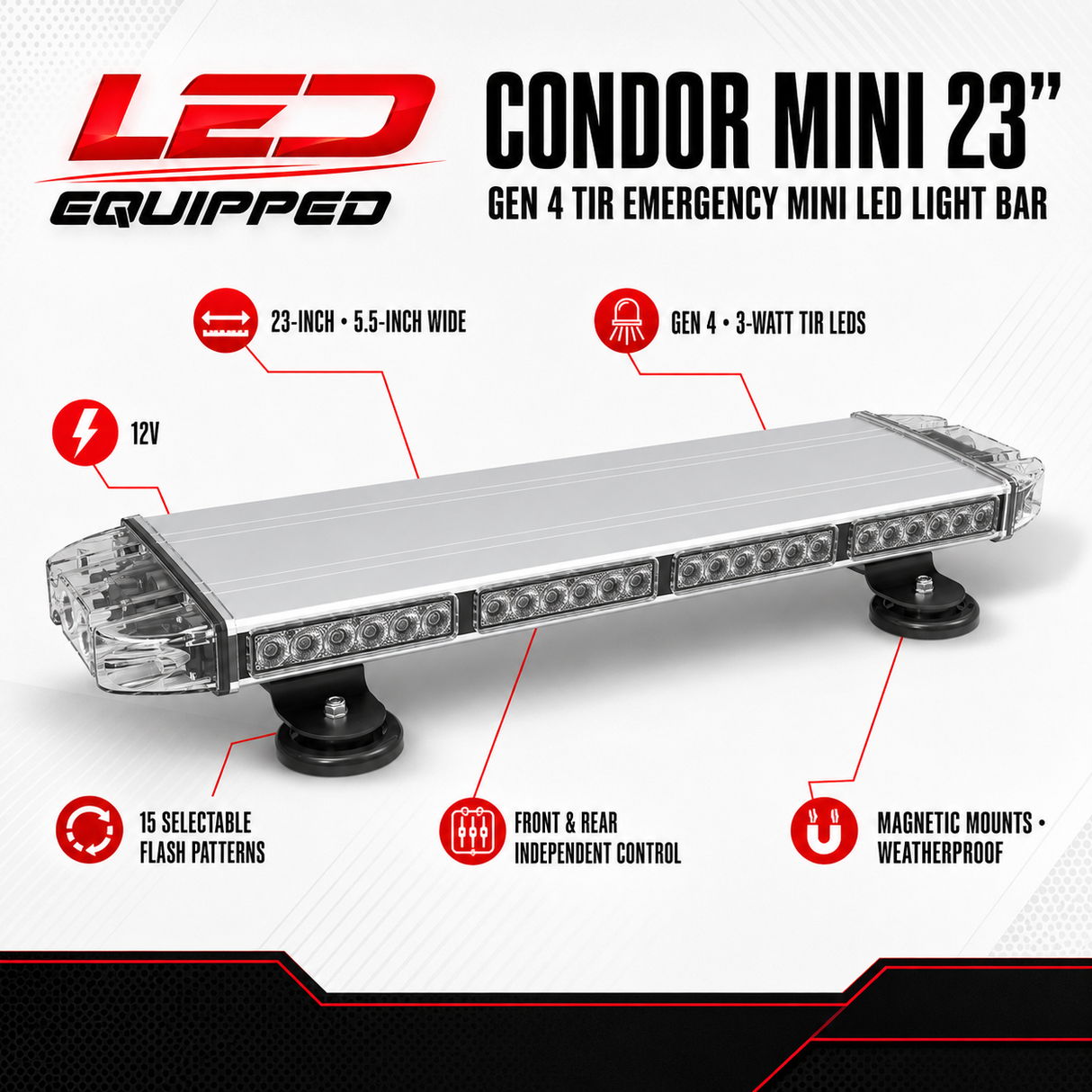 Condor Emergency LED Light bar 23in LED Equipped