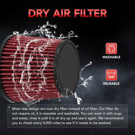Clod Air Intake Kit for 1994-2001 Acura Integra GS-R with 1.8L L4 Engine Red Flashark