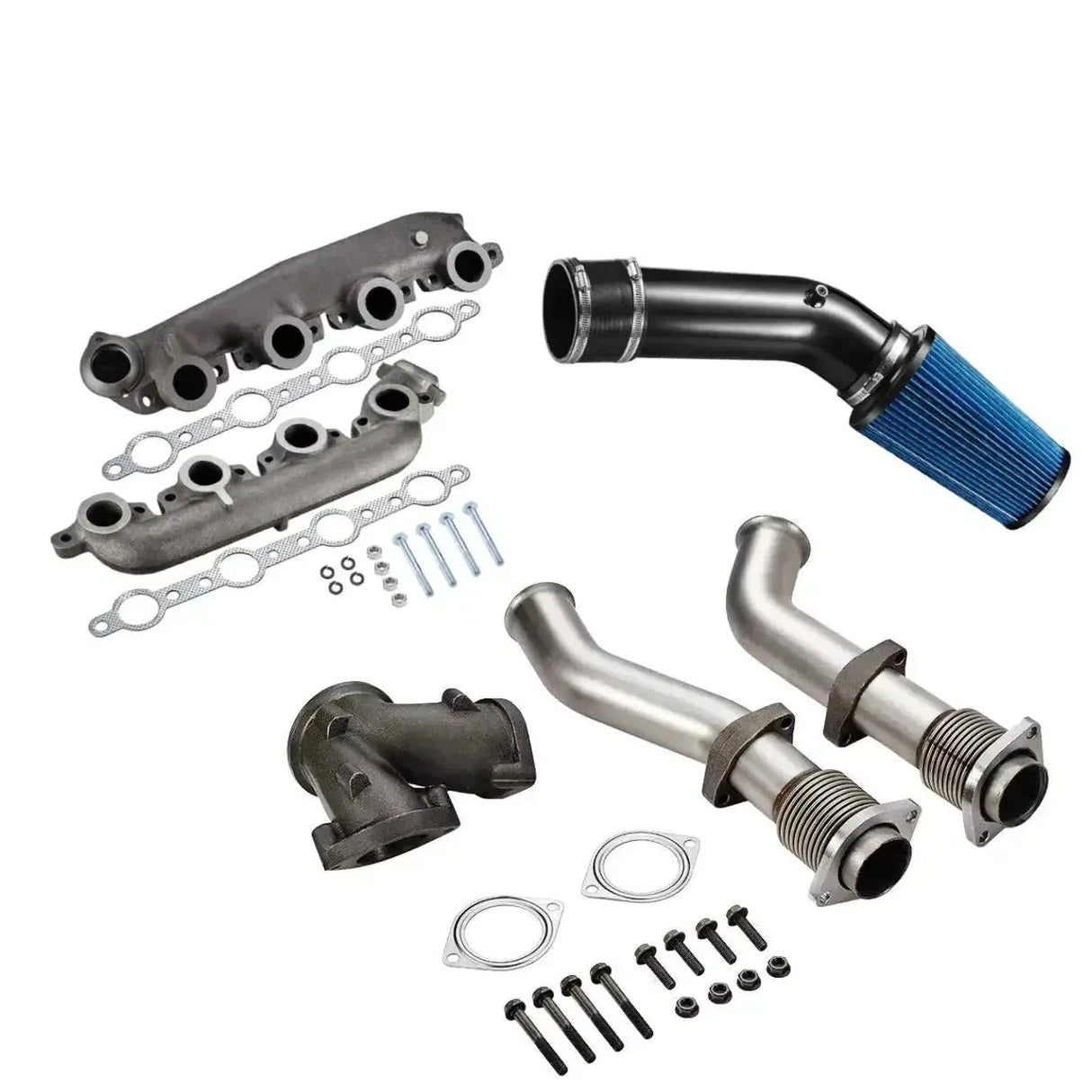 1999.5-2003 Ford 7.3 Powerstroke Diesel All-In-One Kit Exhaust Manifold/Up-Pipe Exhaust/Cold Air Intake Kit