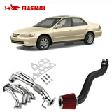 Exhaust Header/Cold Air intake kit for 1998-2002 Honda Accord 2.3L All-In-One Kit Flashark