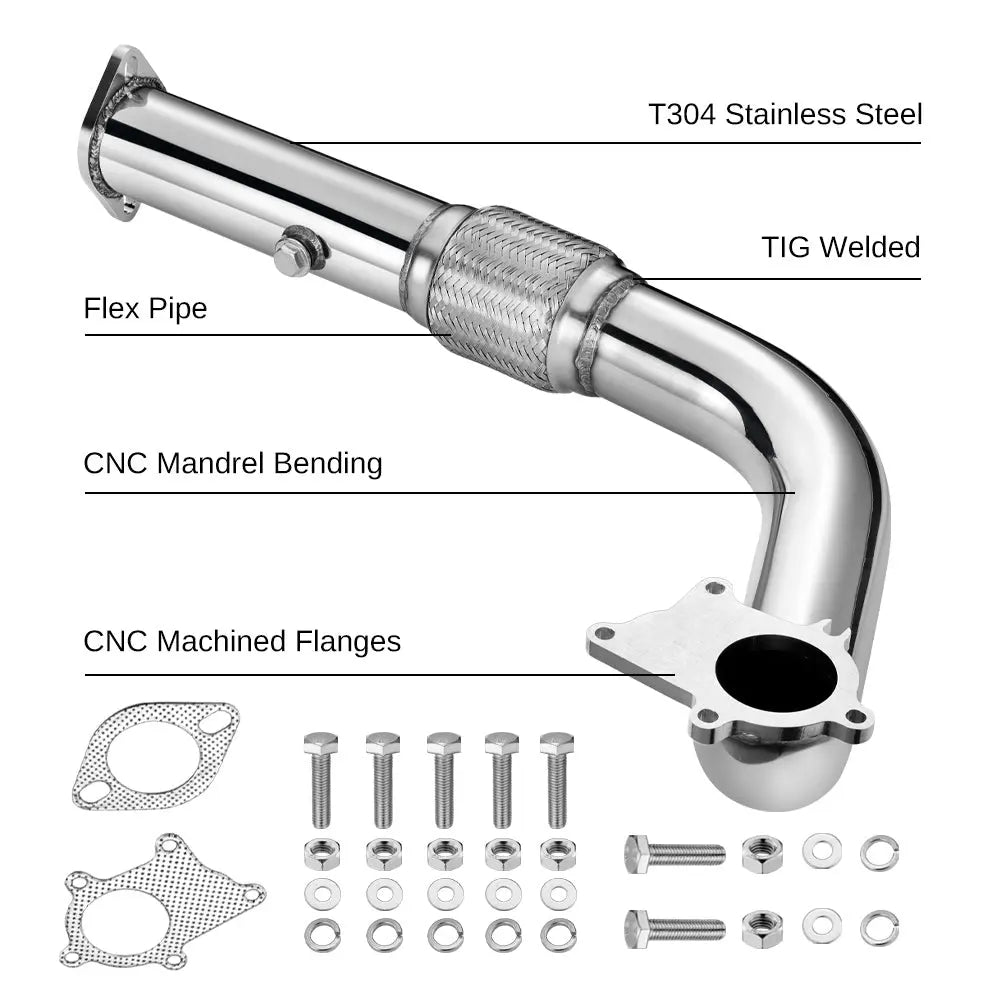 3-Inch Downpipe Exhaust for 1988-2001 Honda Civic/CRX/Del Sol & Acura Integra, T3/T4 Turbo, B16/B18/D15/D16 Engines, 5-Bolt