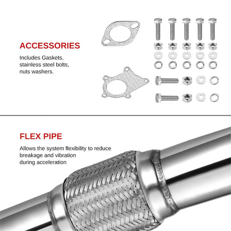 3-Inch Downpipe Exhaust for 1988-2001 Honda Civic/CRX/Del Sol & Acura Integra, T3/T4 Turbo, B16/B18/D15/D16 Engines, 5-Bolt Flashark
