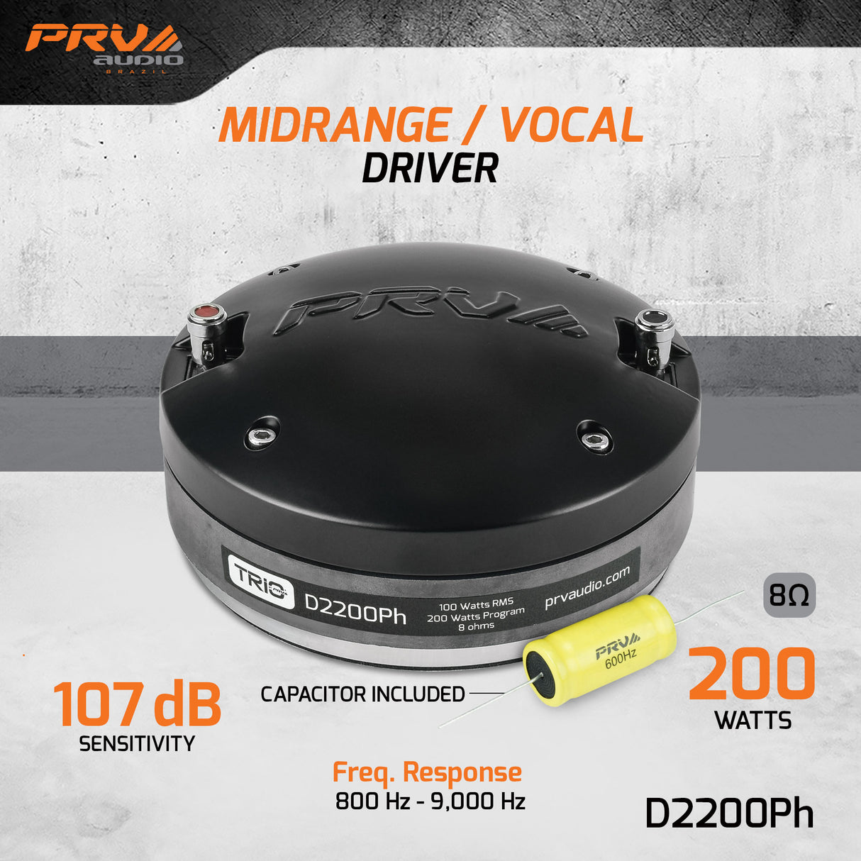 PRV Audio D2200Ph + WGP14-50X 2in Midrange Horn Driver Bundle Chrome