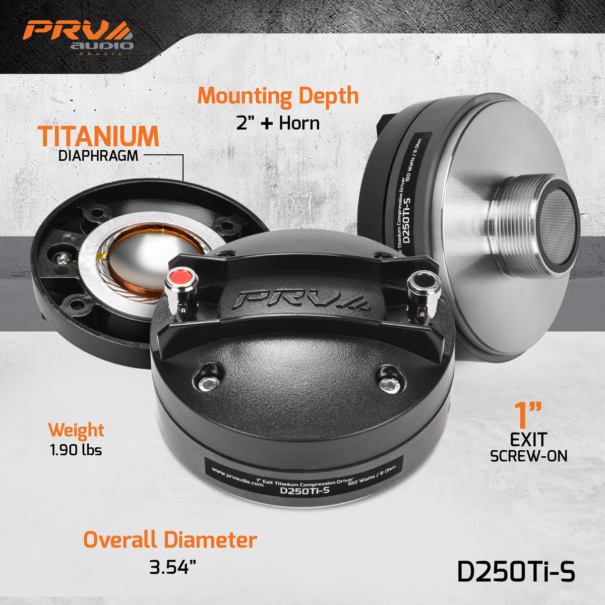 PRV Audio D250Ti-S 1 in Exit High Frequency Compression Driver
