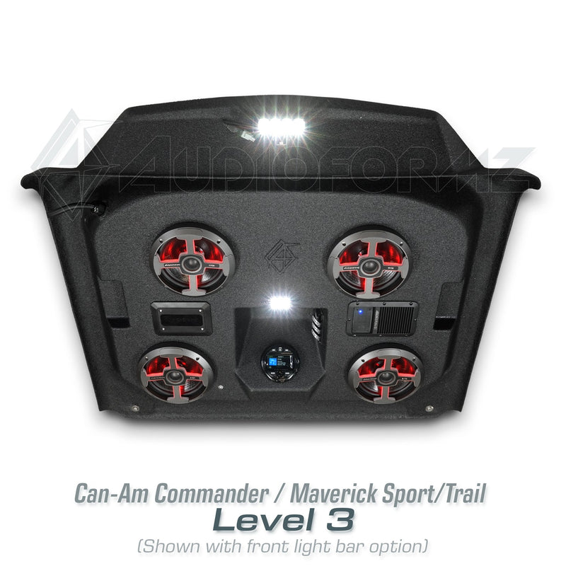 2021+ Can-Am Commander / 2019+ Maverick Sport / 2018+ Maverick Trail Stereo Tops (2-Seat)