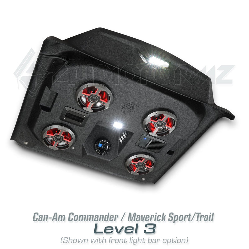 2021+ Can-Am Commander / 2019+ Maverick Sport / 2018+ Maverick Trail Stereo Tops (2-Seat)