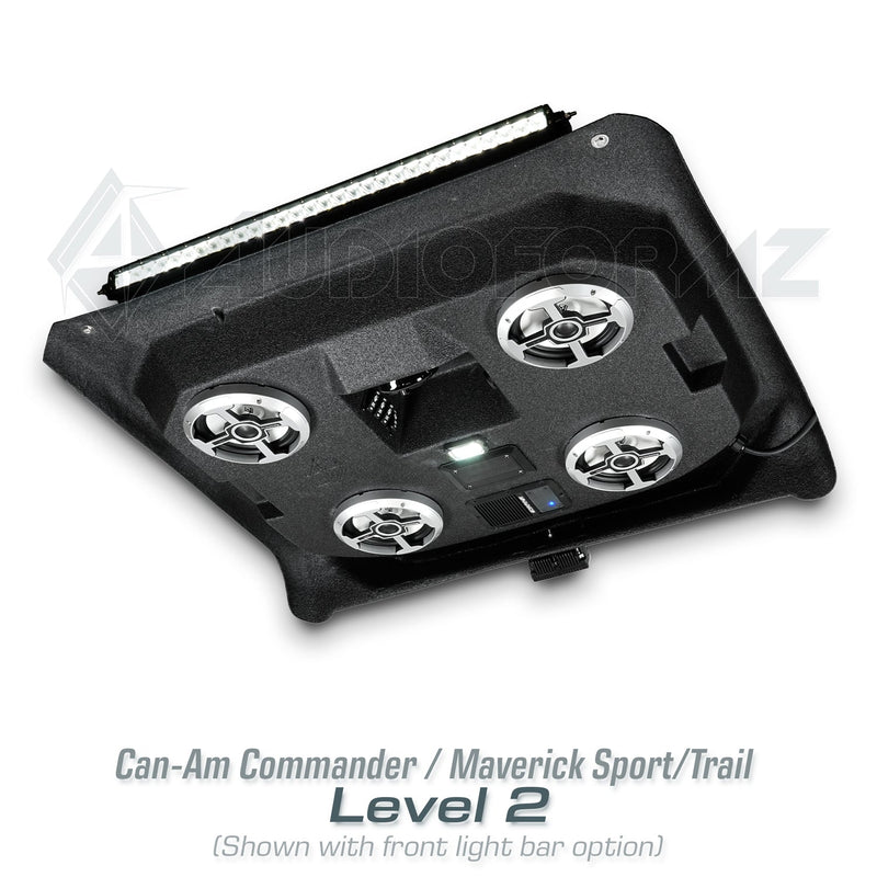 2021+ Can-Am Commander / 2019+ Maverick Sport / 2018+ Maverick Trail Stereo Tops (2-Seat)