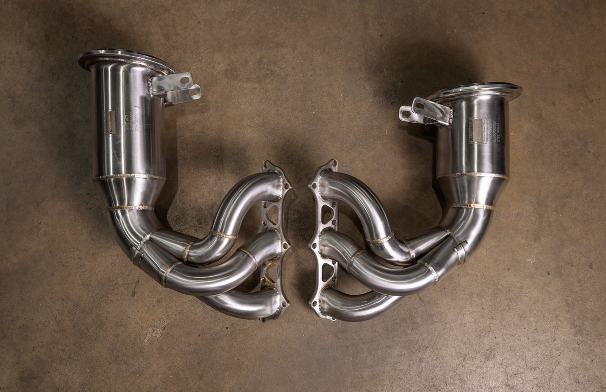 400 Cell Catted Down Pipes For Porsche 992 GT3 / GT3 RS Valvetronic Designs