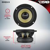 DXQ 3.5” Midrange Speaker with Yellow Straw + Composite Foam Cone | 60W RMS 4-Ohm DS18