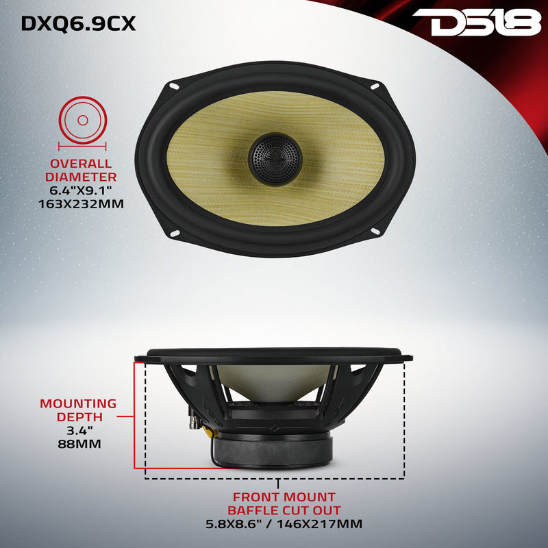 DXQ 6x9" 2-Way Coaxial Speaker with Yellow Straw and Composite Foam Cone | 150W RMS 4-Ohm