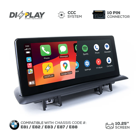 10.25'' DIZZPLAY for BMW 1 series (E81/E82/E83/E87/E88) 2004-2008 equipped with the CCC* system. ZZ2