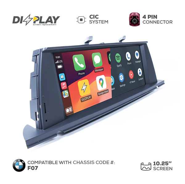 10.25" DIZZPLAY for BMW 5 series GT (F07) 2009-2012 equipped with the CIC* system. ZZ2